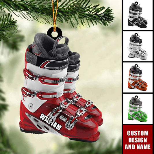 Personalized Winter Skiing Boots Christmas Ornament - Custom Name Skiing Lovers Ornament 2024 ON1556