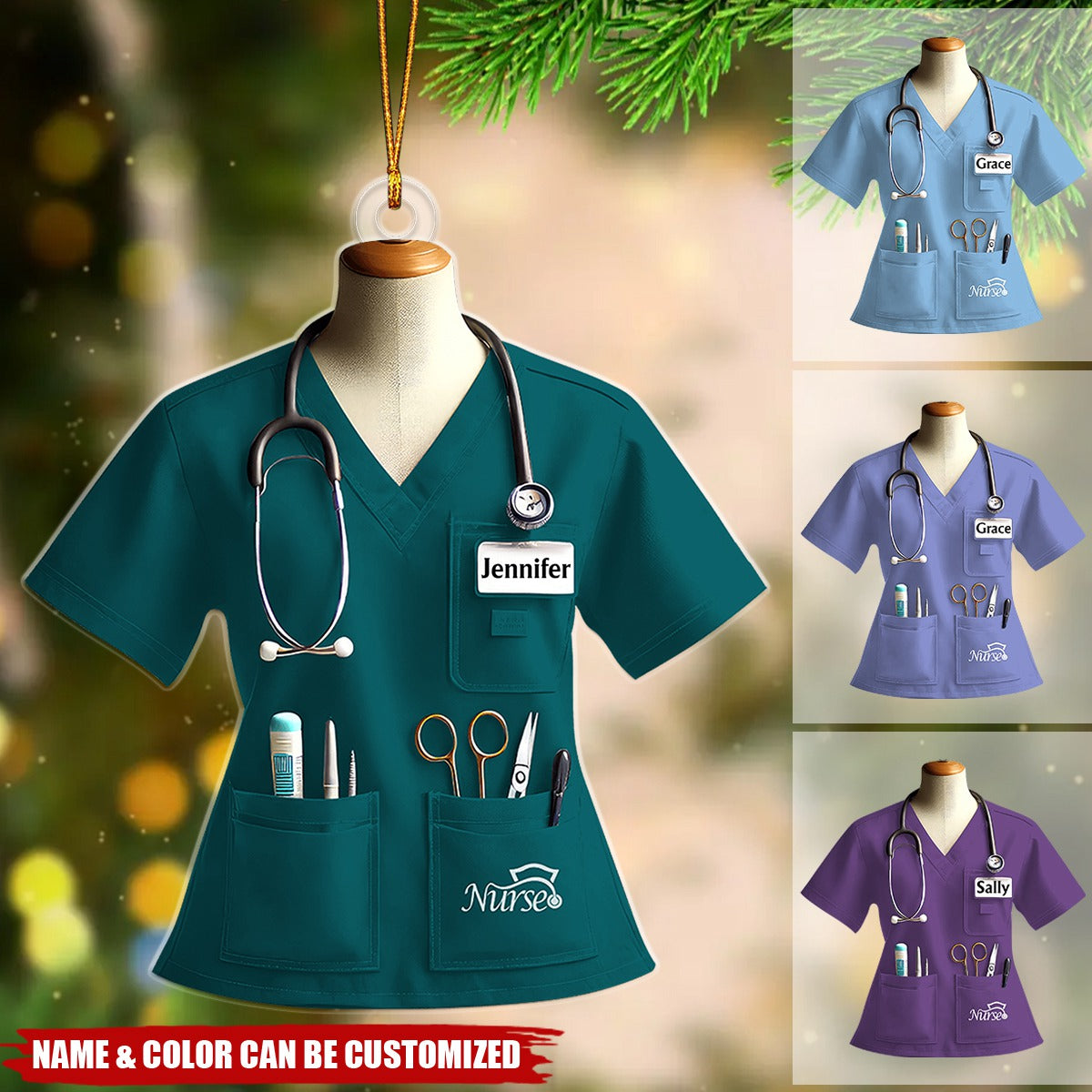 Nurse Uniform Custom Name Ornament, Personalized Nurse Christmas Ornament 2024 ON1558