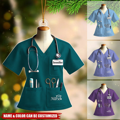 Nurse Uniform Custom Name Ornament, Personalized Nurse Christmas Ornament 2024 ON1558