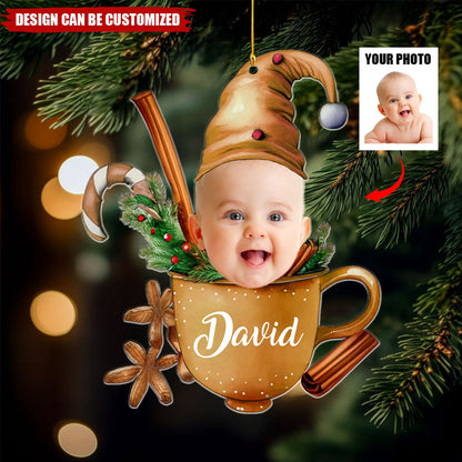 Personalized Cute Kids Photo Christmas Acrylic Ornament, Custom Photo Face Baby Christmas Ornament ON1381