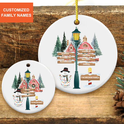 Family Snowman - Personalized Ceramic Ornament, Personalized Snowman Family Christmas Ornament ON0319