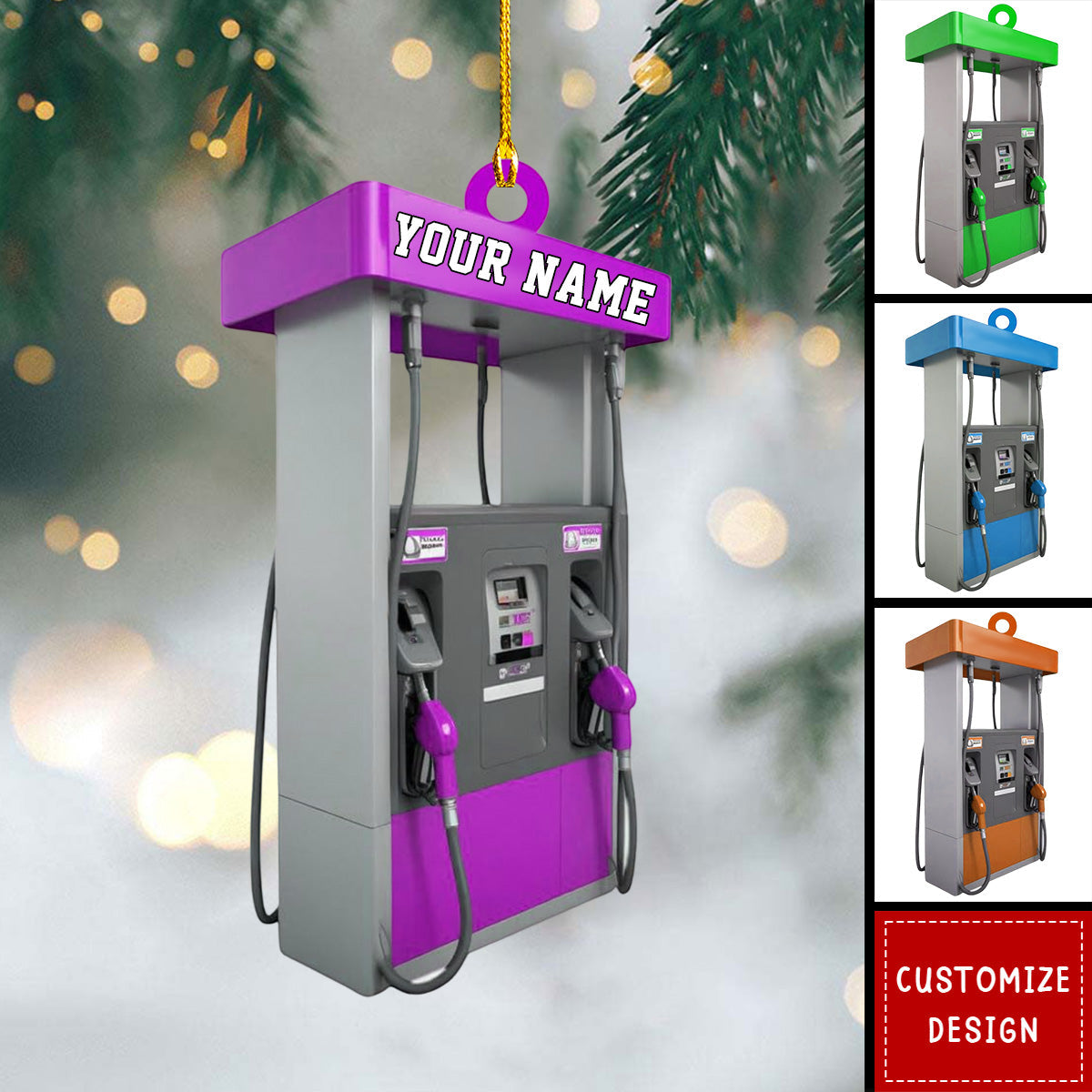 Personalized Gas Pump Christmas Ornament, Gas Station Ornament 2024 New Release ON1402