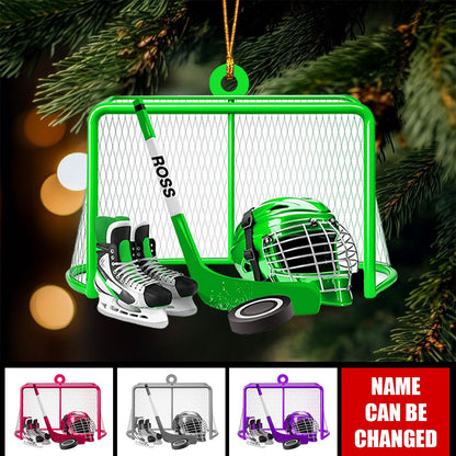 Personalized Ice Hockey Shaped Ornament - Custom Name Hockey Players Ornament ON1499