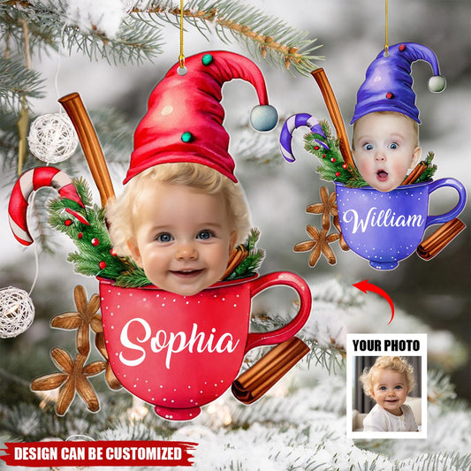 Personalized Cute Kids Photo Christmas Acrylic Ornament, Custom Photo Face Baby Christmas Ornament ON1381