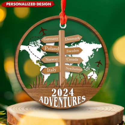 Personalized Travel Adventure Ornament, Custom Traveling Destination Ornament ON1013