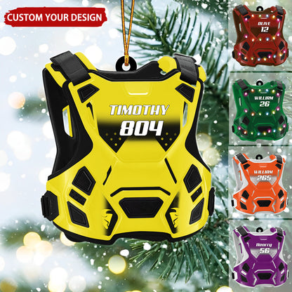 Guardian Vest Chest Protector Motocross Rider Personalized Christmas Ornament, Custom Name Number Rider Ornament ON1543