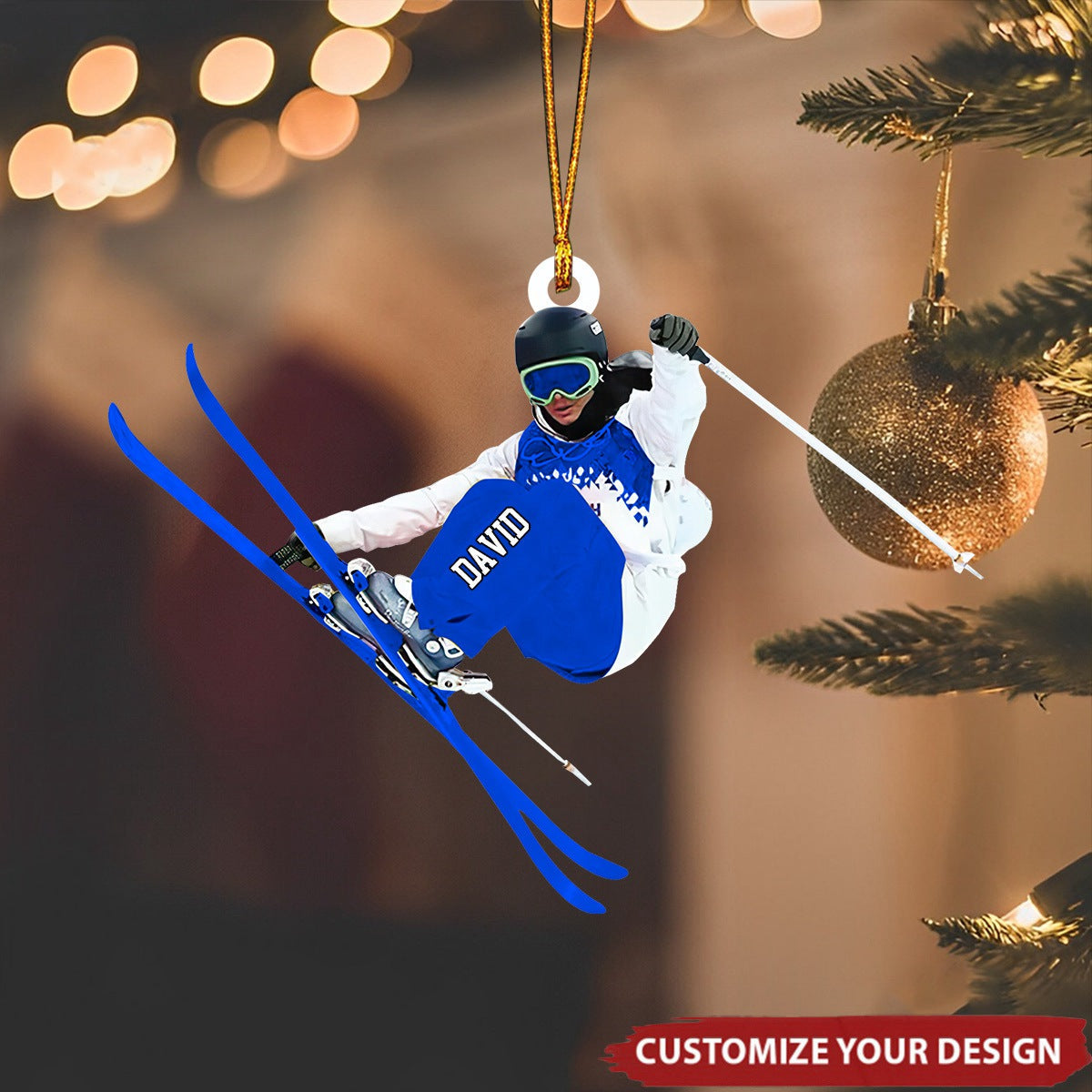 Personalized Skiing Acrylic Ornament, Custom Name Snow Skiing Lover Ornament ON1566