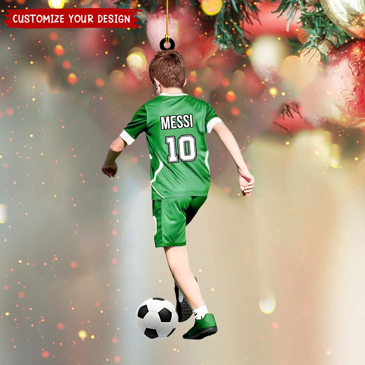 Personalized Soccer Boy Christmas Ornament, Custom Name Number Soccer Lovers Ornament 2024 ON1429