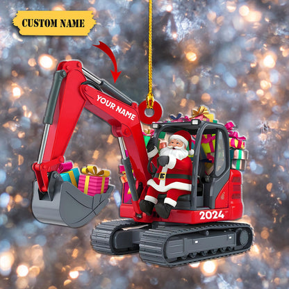 Personalized Excavator Christmas Ornament, Custom Name Excavator Lovers Construction Worker Christmas Ornament ON1437