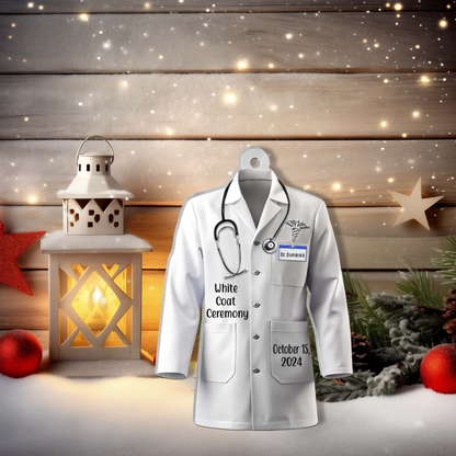 Personalized Doctor White Medical Coat Ceremony Ornament, Custom Doctor Christmas Ornament ON1100