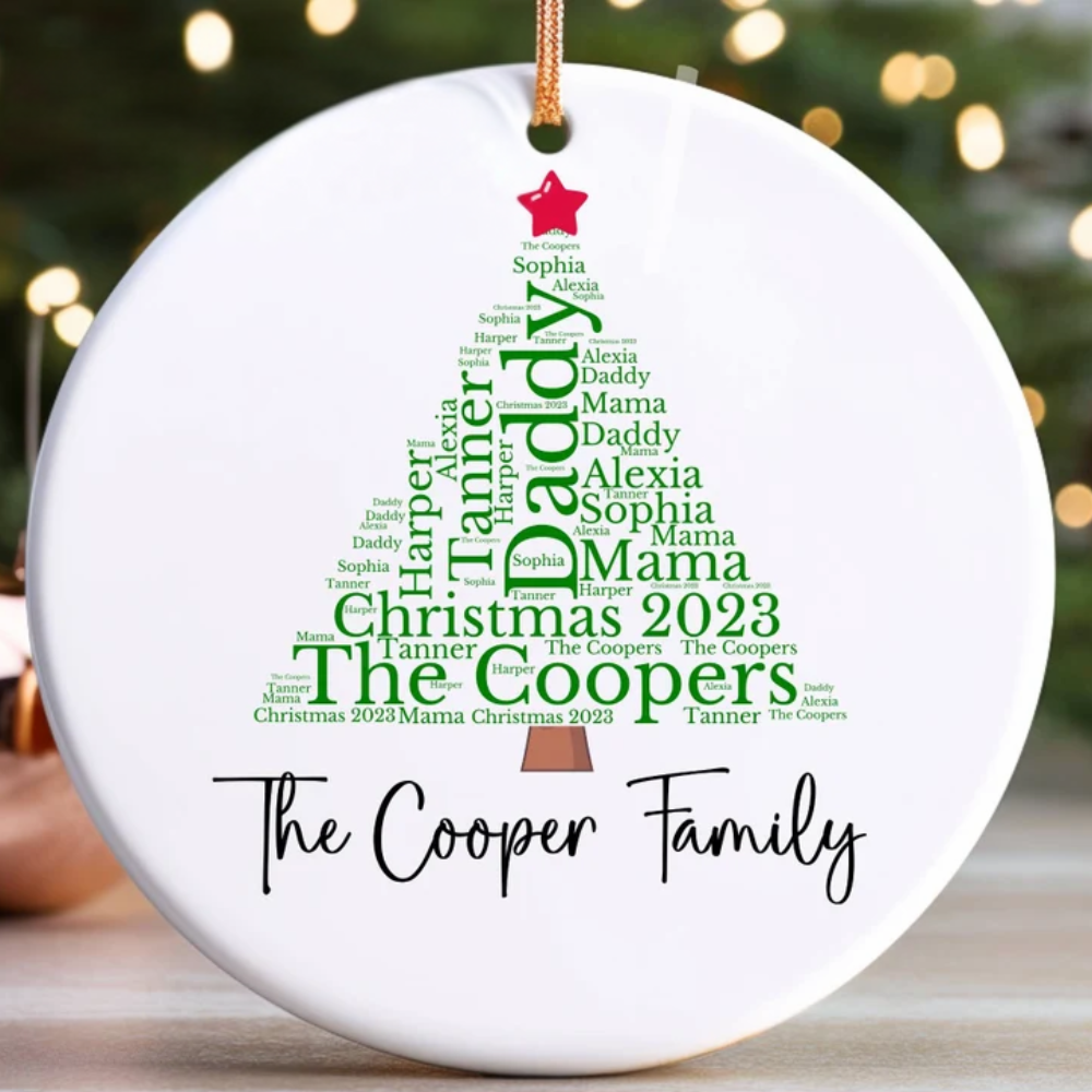 Personalized Family Tree Christmas Ornament 2024, Custom Name Large Family Christmas Ornament ON0406