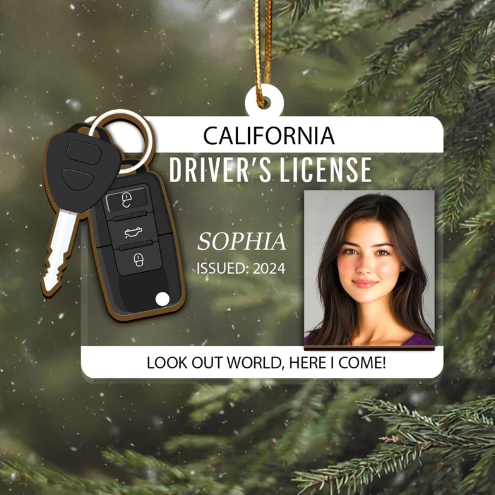 Personalized Driver's License Look Out World Here I Come Ornament, Custom New Driver Ornament 2024 ON0412