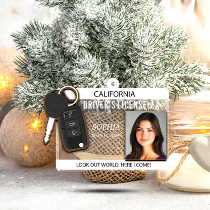 Personalized Driver's License Look Out World Here I Come Ornament, Custom New Driver Ornament 2024 ON0412