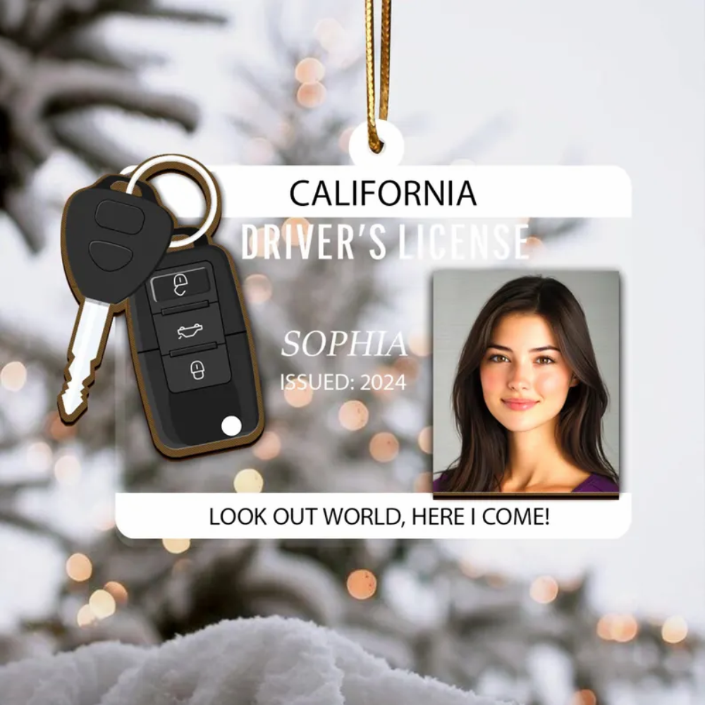 Personalized Driver's License Look Out World Here I Come Ornament, Custom New Driver Ornament 2024 ON0412