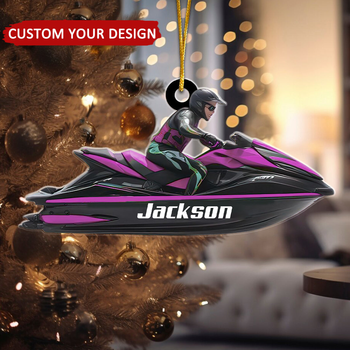 Jet Ski Personalized Christmas Acrylic Ornament, Custom Name Jet Ski Lovers Ornament ON1649