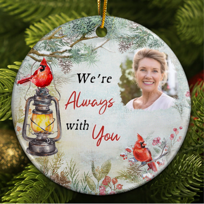 Memorial Cardinal Lights Personalized Circle Ceramic Ornament, Personalized Not A Day Goes By That You Are Not Missed Memorial Ornament ON0750