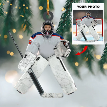 Custom Photo Hockey Player Christmas Ornament, Personalized Hockey Ornament 2024 ON0829