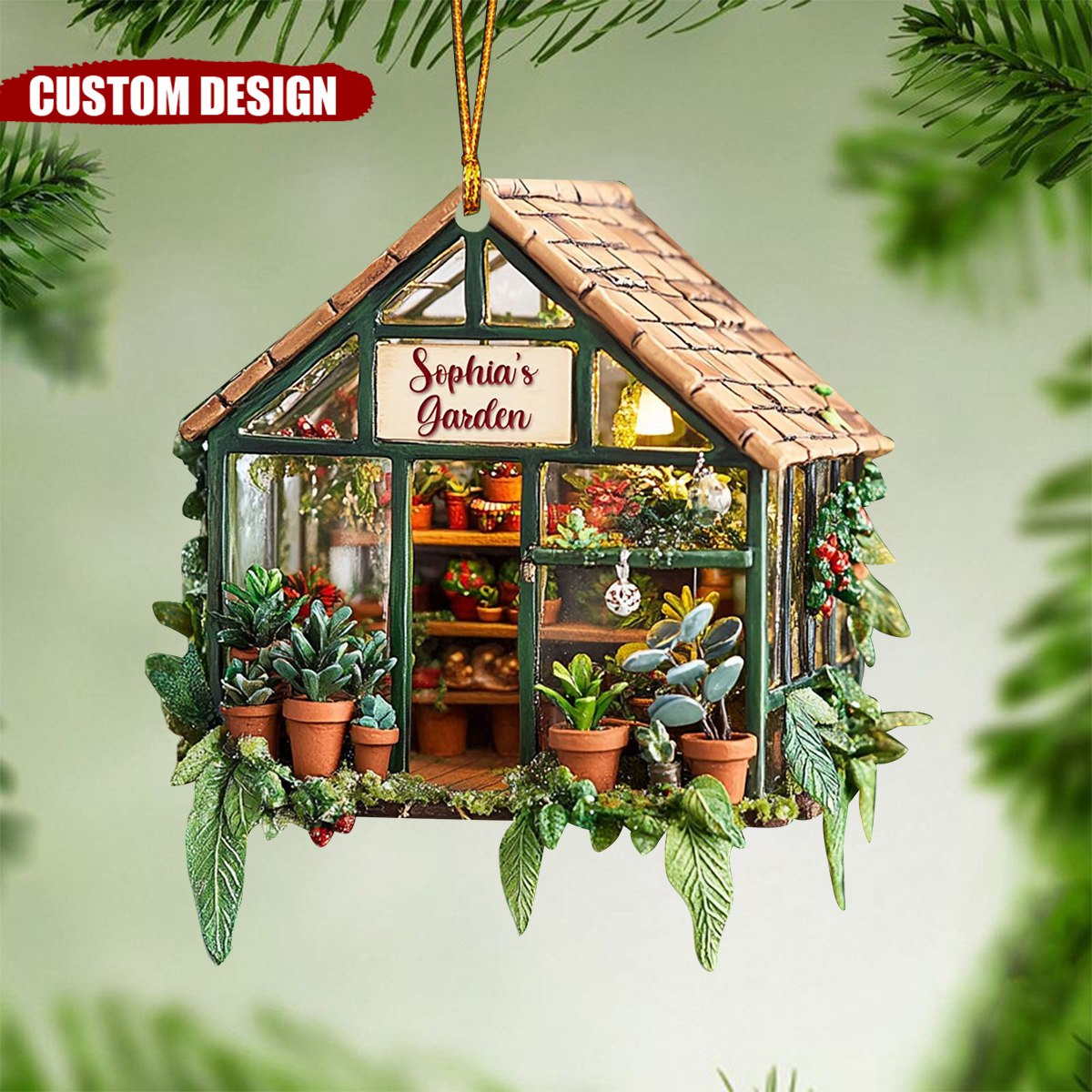 Personalized Greenhouse Garden Christmas Ornament-Custom Name Garden Lovers Ornament 2024 ON1693