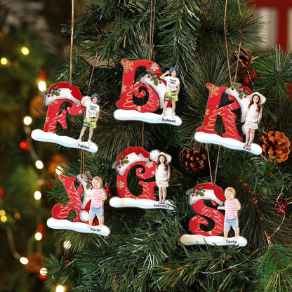 Christmas Letter & Photo Ornament Initial Christmas Ornament, Custom Photo Kid Family Christmas Ornament ON0988