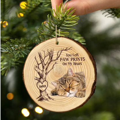 Custom Photo Forever In Our Hearts - Personalized Wood Slice Ornament, Personalized Pet Memorial Ornament ON0990