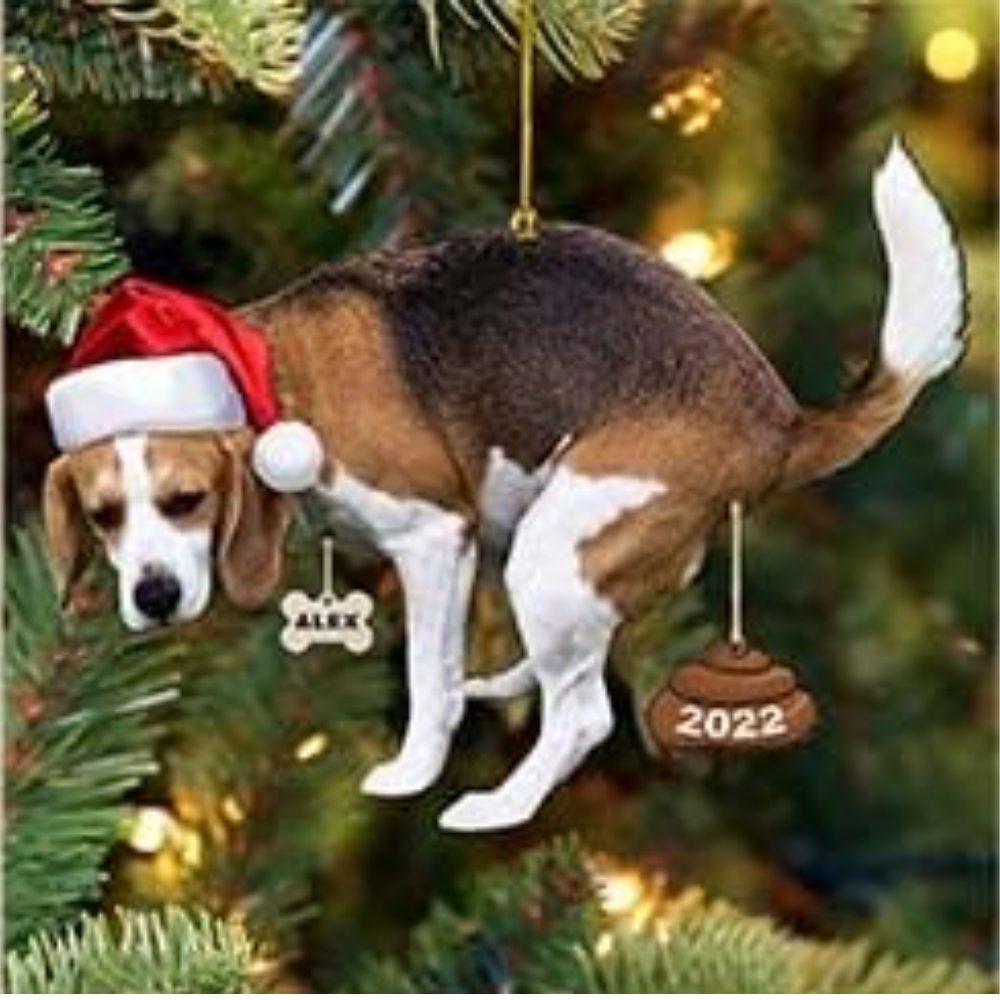 Personalized Funny Dog Pooping Christmas Ornament, Custom Name Dog Lover Ornament ON0992