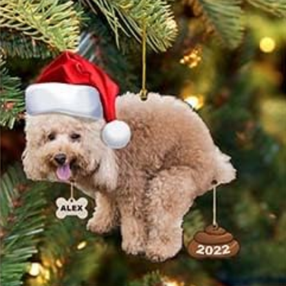 Personalized Funny Dog Pooping Christmas Ornament, Custom Name Dog Lover Ornament ON0992