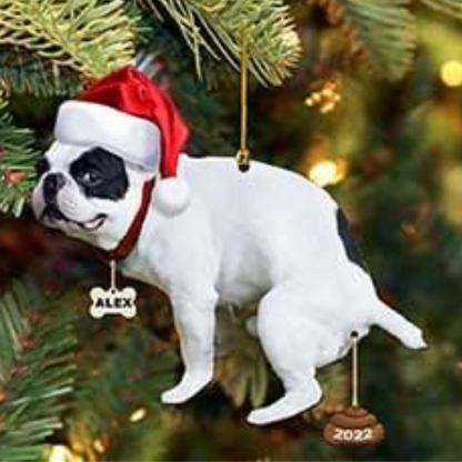 Personalized Funny Dog Pooping Christmas Ornament, Custom Name Dog Lover Ornament ON0992