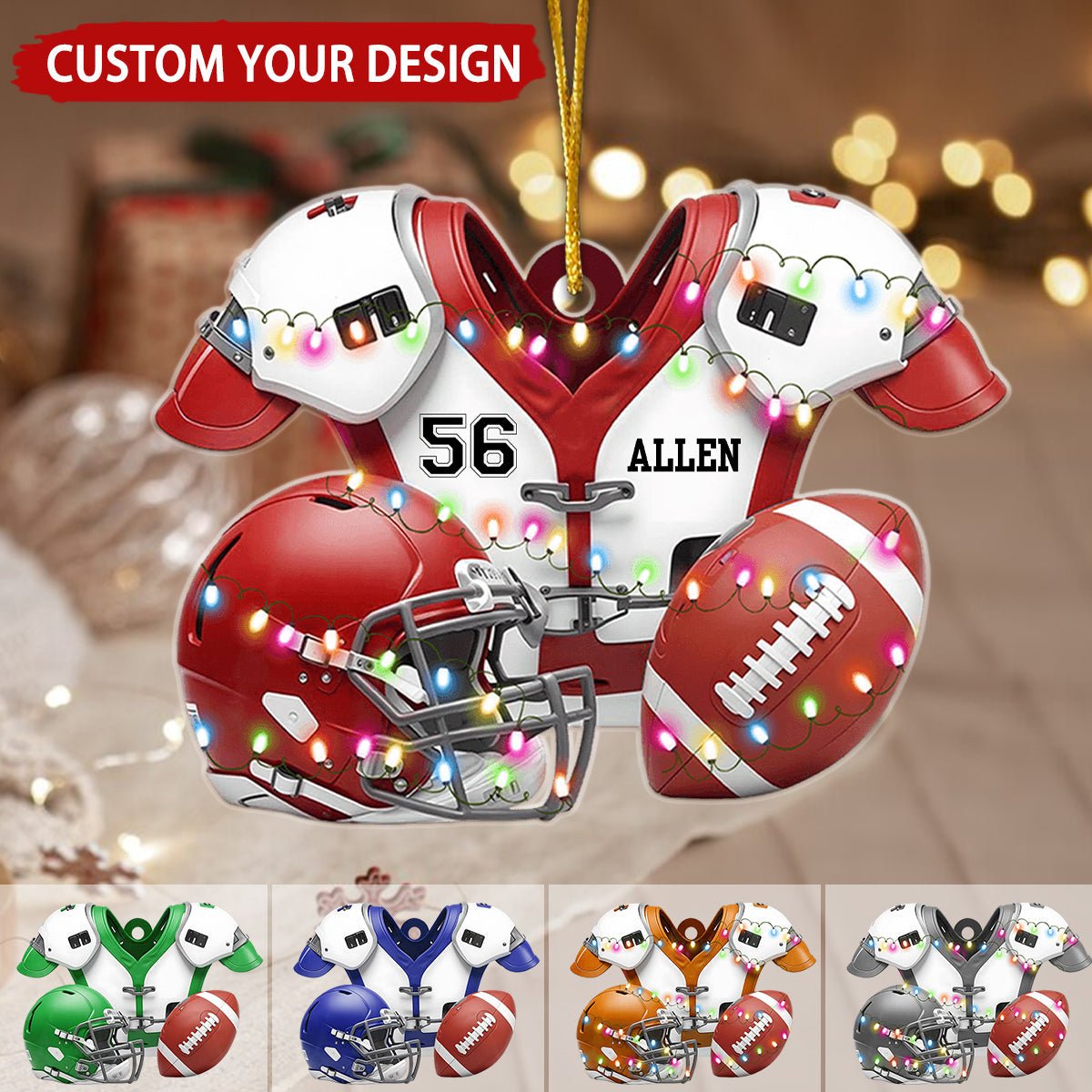 American Football Personalized Ornament, Custom Name Number Football Lovers Ornament ON1519