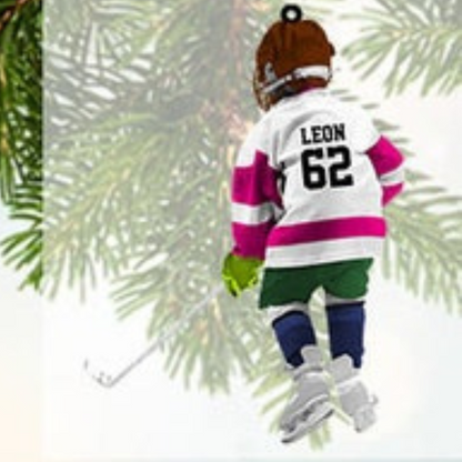 Personalized Kid Ice Hockey Player Ornament, Custom Name Hockey Christmas Ornament, Ornament For Hockey Lovers ON0210