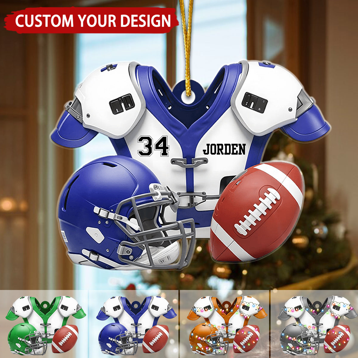 American Football Personalized Ornament, Custom Name Number Football Lovers Ornament ON1519