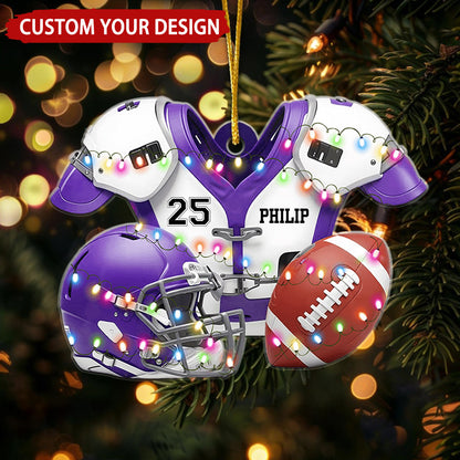 American Football Personalized Ornament, Custom Name Number Football Lovers Ornament ON1519