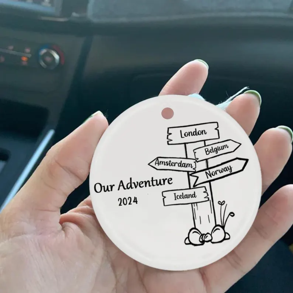 Personalized Travel Places Location Our Adventure Ornament 2024, Custom The Sign Post Places We've Been Christmas Ornament ON0153