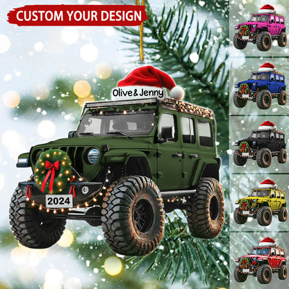 Christmas Style Off-road Car Personalized Christmas Ornament, Custom Name Car Lover Ornament ON1627