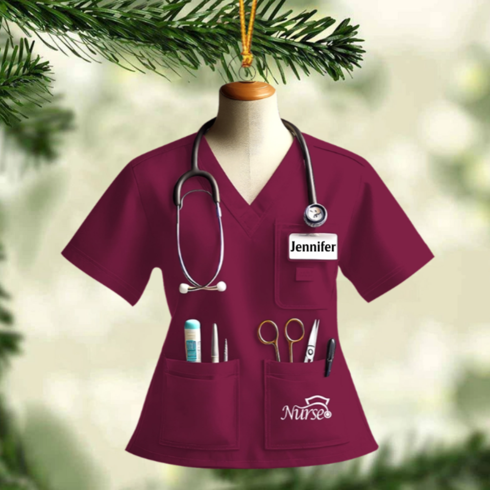 Nurse Uniform Custom Name Ornament, Personalized Nurse Christmas Ornament 2024 ON1558