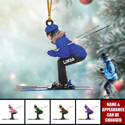 Custom Name Skier Ornament, Personalized Christmas Ornament For Ski Lovers ON1568