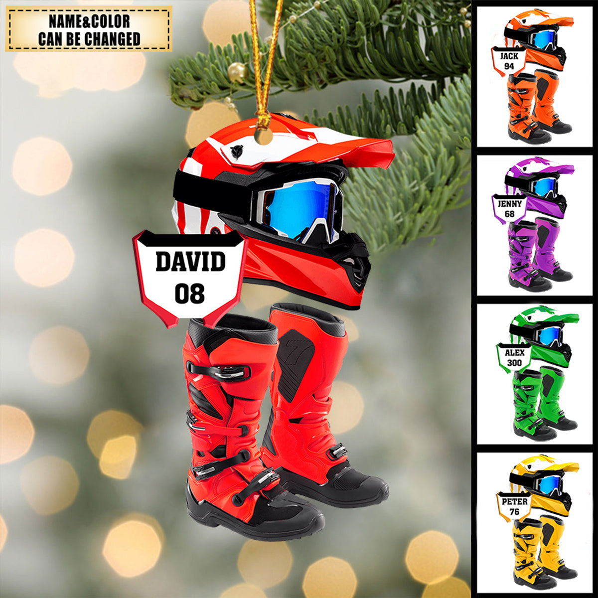 Personalized Gift For Motocross Lovers Christmas Ornament, Custom Name Number Motocross Ornament ON1407