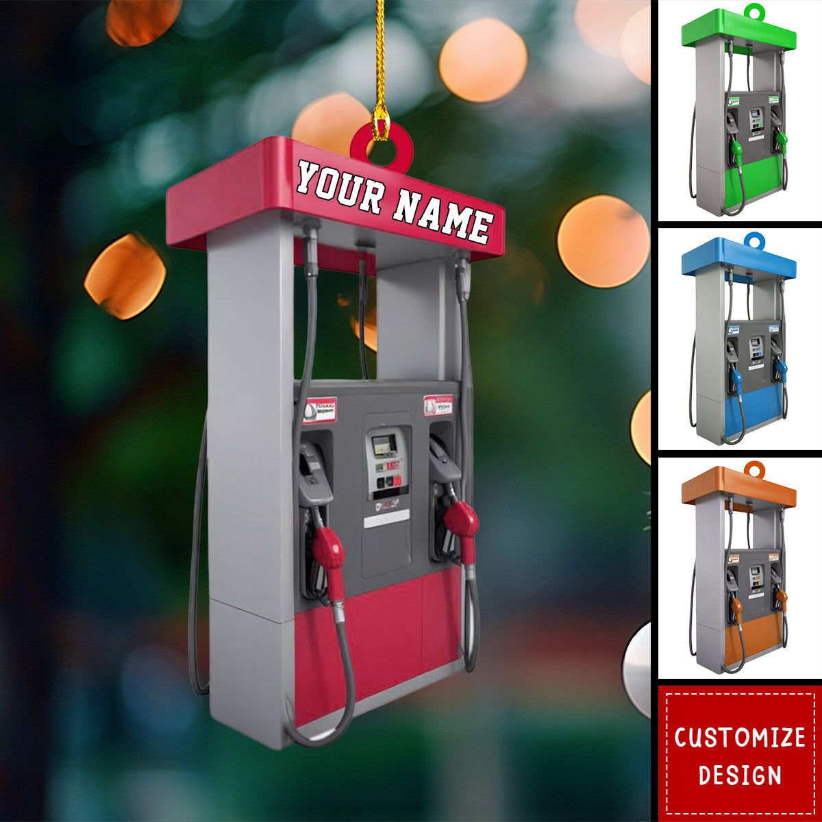 Personalized Gas Pump Christmas Ornament, Gas Station Ornament 2024 New Release ON1402