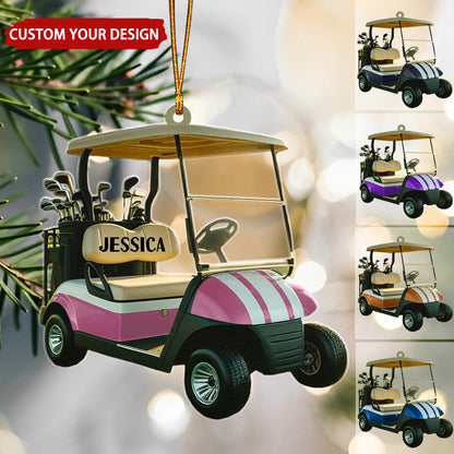 Golf Cart Personalized Christmas Ornament, Custom Name Golf Lover Ornament 2024 ON1563