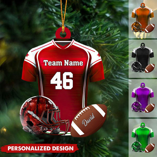 Personalized Name Football Ornaments 2024, Custom Football Jersey Ornament ON1424