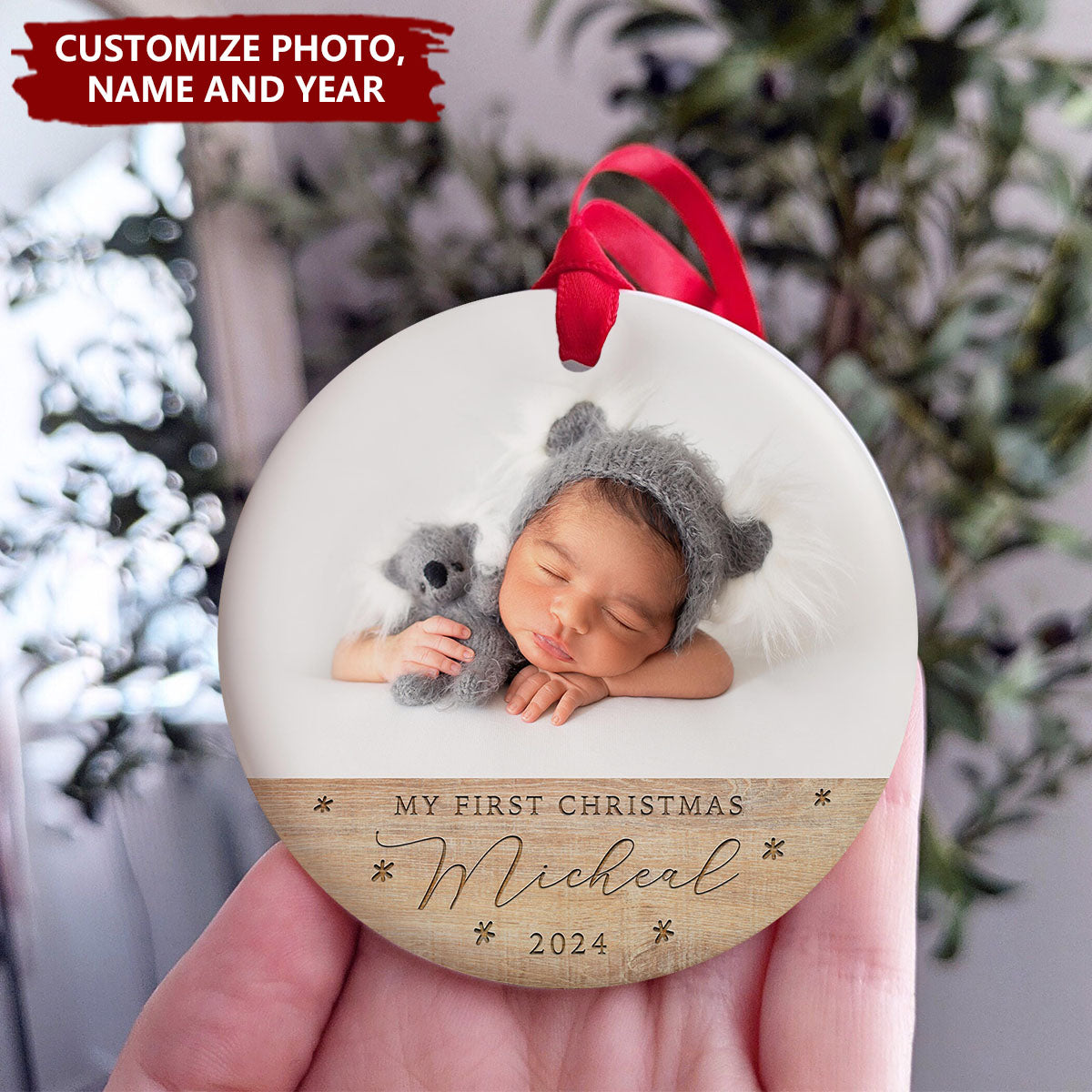 Personalized Baby’s First Christmas Ornament, Baby Holiday Keepsake Ornament, Custom Photo Baby 1st Christmas Ornament ON1056