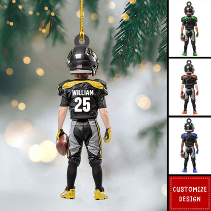 Personalized Kid American Football Christmas Ornament, Custom Name Number American Football Lovers Ornament 2024 ON1430