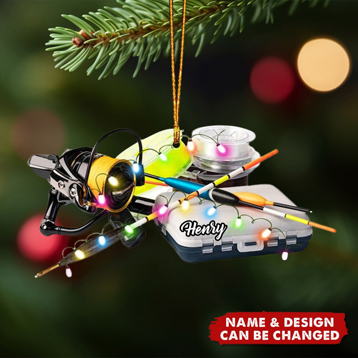 Custom Name Ice Fishing Sled Ornaments, Personalized  Fishing Tackles Christmas Ornament ON1626