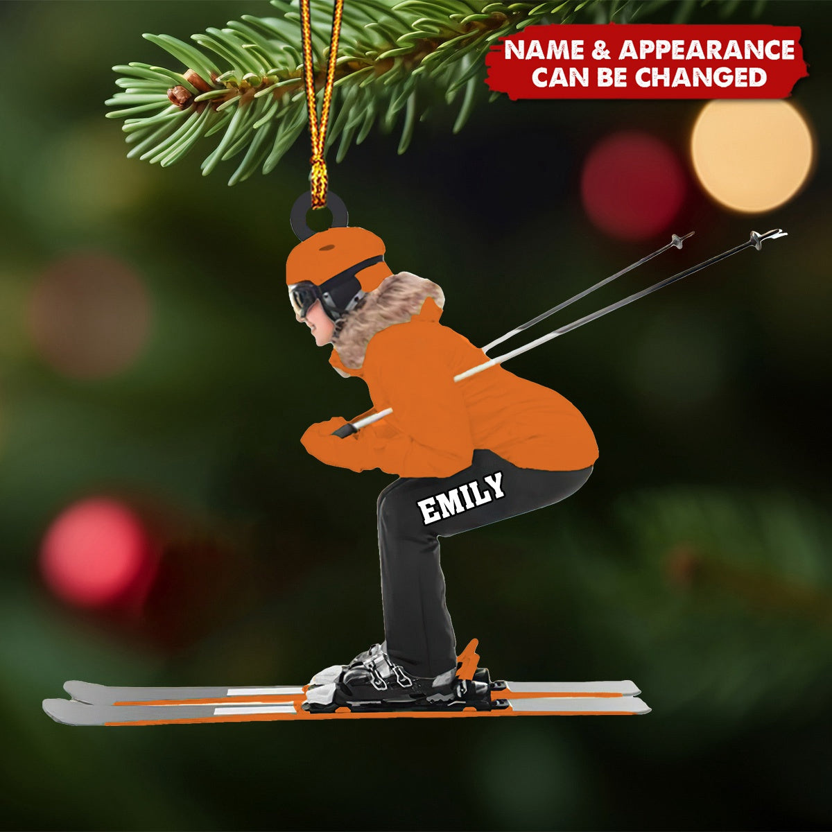 Custom Name Skier Ornament, Personalized Christmas Ornament For Ski Lovers ON1568