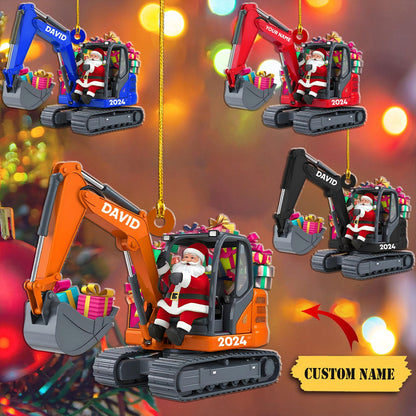 Personalized Excavator Christmas Ornament, Custom Name Excavator Lovers Construction Worker Christmas Ornament ON1437