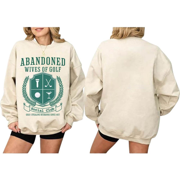 Custom Abandoned Wives Of Golf Social Club Sweatshirt Women's, Custom Funny Golf Sweatshirts For Women GE0111