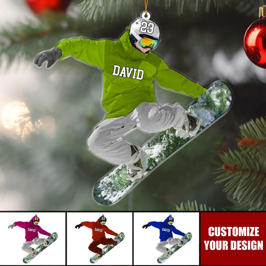 Personalized Snowboarding Athletes Skis Christmas Ornament - Custom Name Snowboarding Ornament ON1514