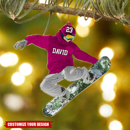 Personalized Snowboarding Athletes Skis Christmas Ornament - Custom Name Snowboarding Ornament ON1514