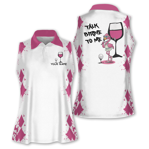 Talk Birdie To Me Custom Flamingo Sleeveless Golf Shirt For Women, Women's Custom Funny Golf Shirts GW0075