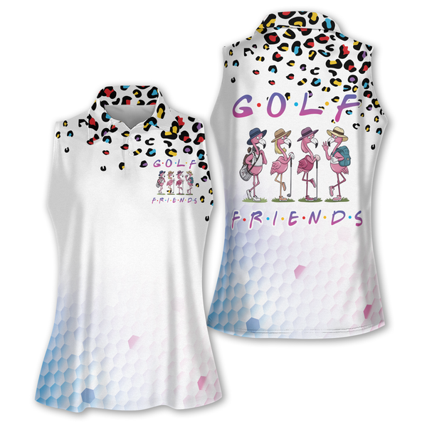 Golf Friends Women's Flamingo Sleeveless Golf Shirt, Flamingo Golf Team Shirts For Ladies GW0076