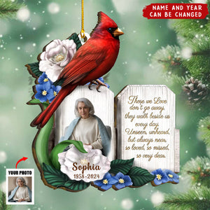 Cardinal Christmas Those We Love Don't Go Away - Personalized Wooden Ornament, Custom Photo Memorial Ornament 2024 ON1014